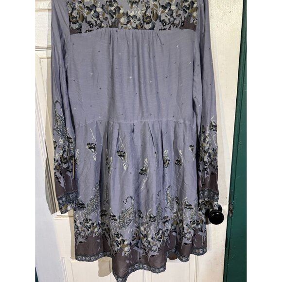 Boho Peasant Tunic Dress With Paisley Floral Print Size M Free People - Picture 14 of 14
